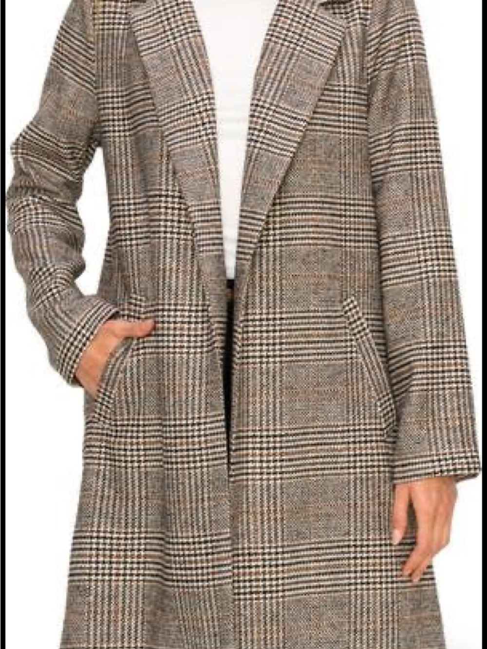 MELLODAY Brown Plaid Trench Coat